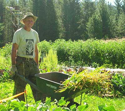 Brad Huhta with some of the garlic harvest